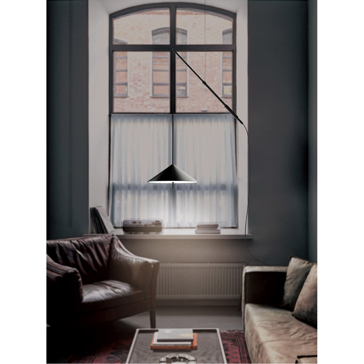 Fisher 14 inch Satin Dark Gray Pendant Ceiling Light